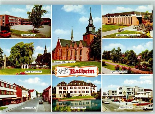 Ratheim Realschule Am Ehrenmal Vennstraße Kath. Pfarrkirche Haus Hall Haus der Begegnung Grüne Lunge Heerstraße Rückseite mit Abschürfungen bzw Kleberesten