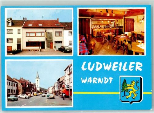 Ludweiler Rückseite mit Abschürfungen und Kleberesten Hotel Restaurant Warndt-Perle Besitzer Richard Gläs