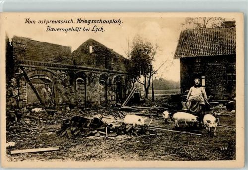 Lyck Bauerngehöft Schweine Vom ostpreussisch. Kriegsschauplatz Ostpreußenhilfe