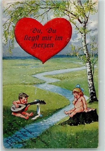 1916 nackte Kinder - große Herz - Du liegst mir am Herzen AK