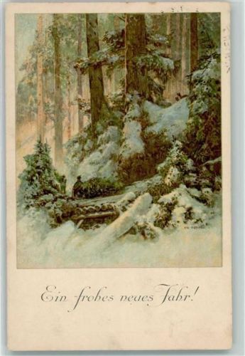 1925 Nr. 1340 - Neujahr - Weihnachtsbaum aus dem Wald holen AK