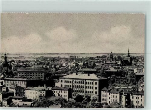 Stolp 1967 Blick auf die Stadt Im Vordergrund die Schule in der Quebbenstraße Postkartenkalender Pommern im Bild
