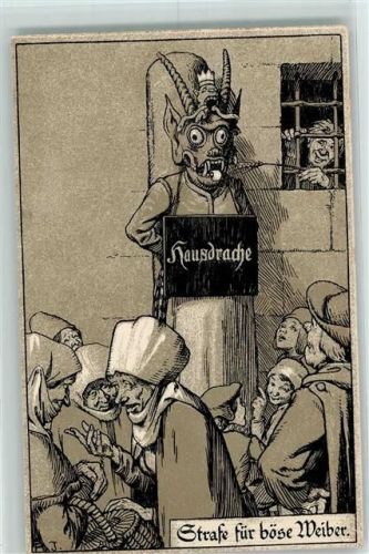 1899 für böse Weiber im Mittelalter Lithographie AK