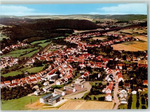 Eppelborn Rückseite mit Abschürfungen bzw Kleberesten Fliegeraufnahme