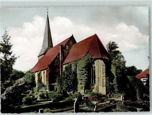 Ganderkesee Evangel. Kirche mit Friedhof Rückseite mit Abschürfungen bzw Kleberesten