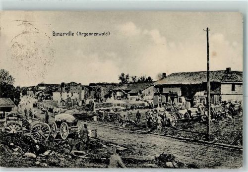 Binarville 1915 Feldpost WK I zerstörte Gebäude