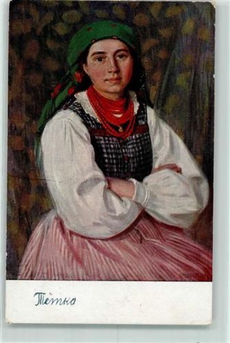 Bischdorf Bronka Frau in Tracht sign. Piekarski, Fl.