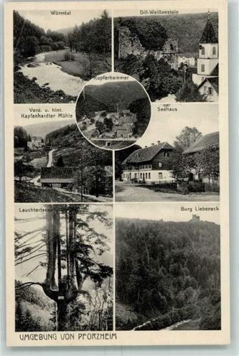 Pforzheim Würmtal Dill-Weißenstein Kupferhammer Seehaus Kapfenhardter Mühle Leuchtertanne Burg Liebeneck