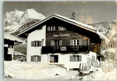 6380 St. Johann in Tirol Foto AK Haus Fernblick Winter Hüttenstempel