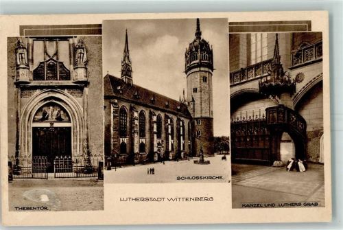 06886 O4600 Lutherstadt Wittenberg Gebrauchsspuren Thesentür Schlosskirche Knzel Luthergrab