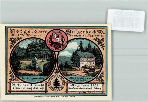 98714 O6316 Stützerbach - Notgeld Dreizerstein Alte Schmiede