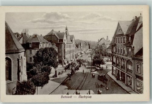 Hettstedt Marktplatz Litfaßsäule Pferdefuhrwerk