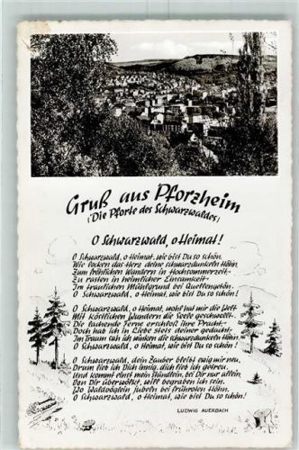 Pforzheim Gedicht O Schwarzwald, o Heimat! v. Ludwig Auerbach