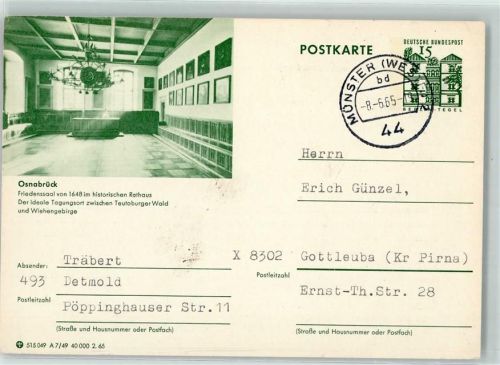 Osnabrück Ganzsache Friedenssaal im histor. Rathaus