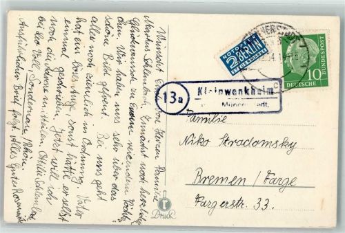97702 W8732 Kleinwenkheim - Landpoststempel über Münnerstadt