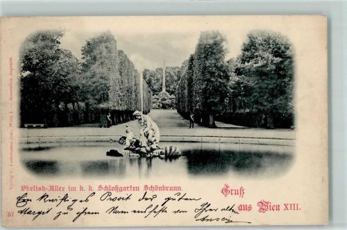 Wien 1898 Obelisk Allee im k.k. Schlossgarten Schönbrunn