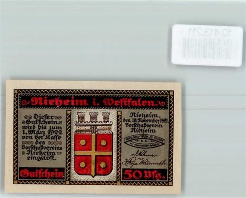 Nieheim Notgeld F. W. Weber' Wohnhaus