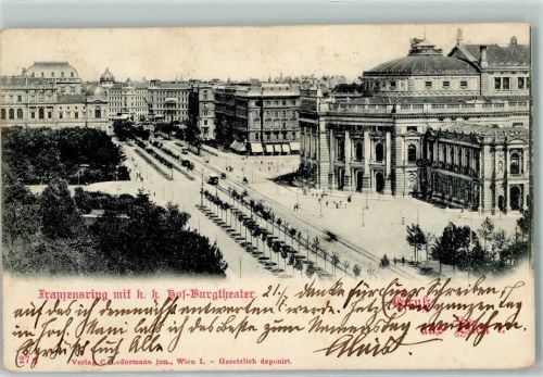 Wien 1898 Franzenring mit k. k. Hof Burgtheater