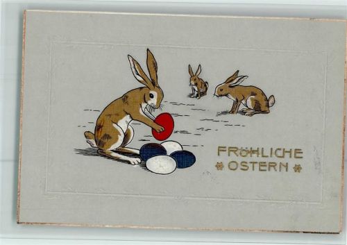 Hasen mit Ostereier - AK