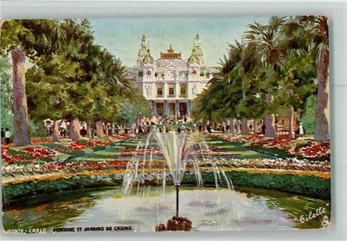 1910 Tuck Serie 763 - Monte Carlo - Fontaine et Jardins du Csino AK
