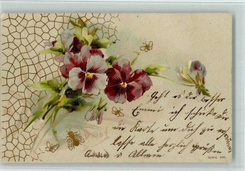 1905 Bienenwaben, Biene, Blumen, Schmetterling - Golddruck Serie 290 , gute Erhaltung
