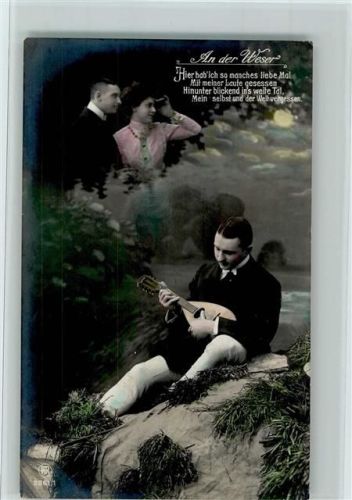Serie 2361-1 "An der Weser" Lautenspieler - Liebespaar , gute Erhaltung AK