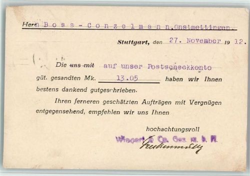 1912 Kunstanstalt Wiegert & Co AK