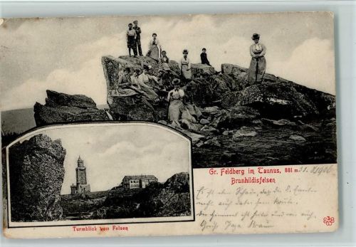 Feldberg 1906 Brunhildiselsen Frauen Turmblick vom Felsen 2-Bildaufnahme