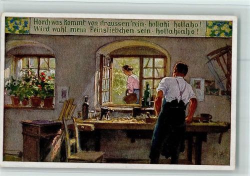 Volksliederkarten Nr. 57 - VDA Nr. 778 AK Berufe Holzschnitzer