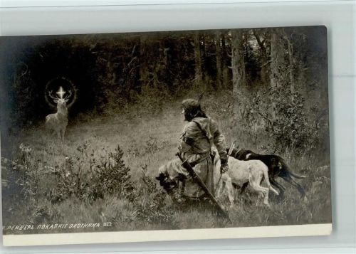 1905 Phantasie des Jägers mit Jagdhunden AK Gute Erhaltung