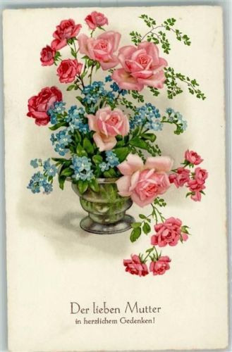 Der lieben Mutter Blumenvase Rosen Vergissmeinnicht Verlag Dondorf