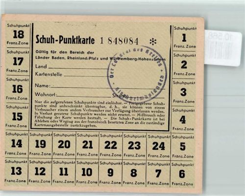 Schuh-Punktkarte französisch bestzten Zone - Politik