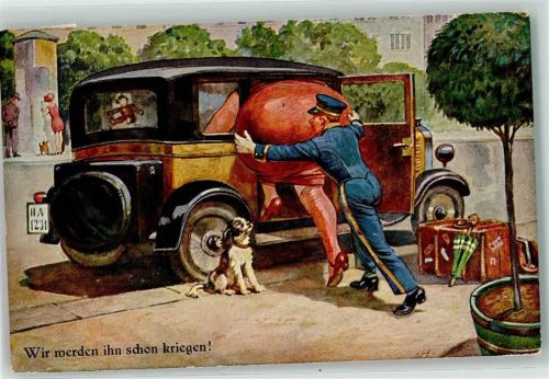 1935 Frau wird in das Auto Taxi geschoben AK