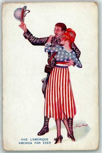 Soldatenliebe Patriotik WK I Vive Amerika for ever