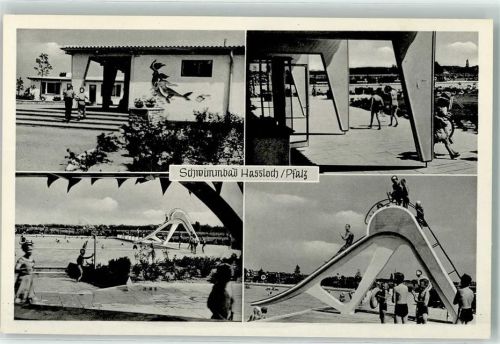 67454 W6733 Haßloch , Pfalz - Schwimmbad Wasserrutsche