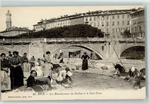 Nice 1912 Waschfrauen an der Brücke