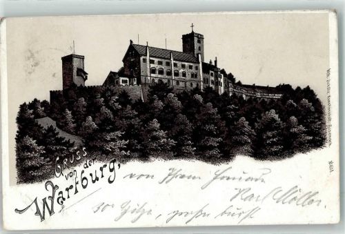 Wartburg Zeichnung der Burg sign. Wilh. Schütz