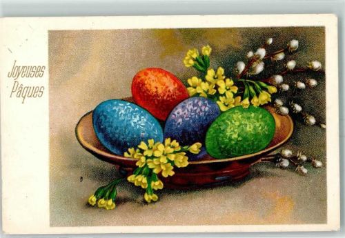Joyeuses Paques bunte Eier AK