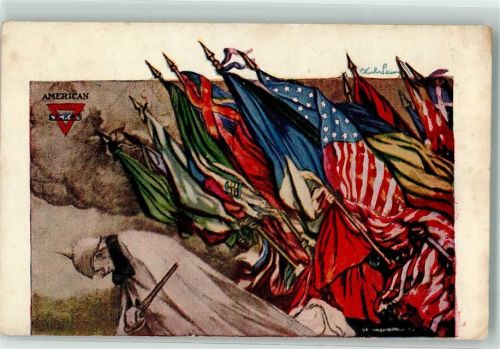 1923 American Y.M.C.A. Fahnen Kaiser Wilhelm verneigt sich Propaganda WK I
