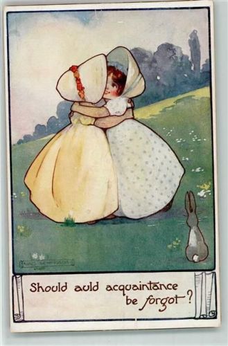sign. Agnes Richardson Little Tots Serie 9982 Kinder Biedermeier Hase