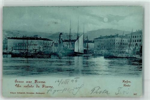 Rijeka 1899 Hafen Segelschiff