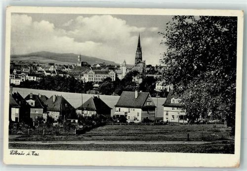 Löbau 1940 mit Kirche St. Nicolai