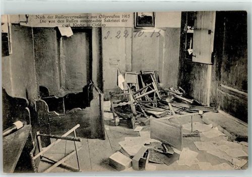 Goldap 1915 die von Russen ausgeraubte Sakristei der Ev. Kirche