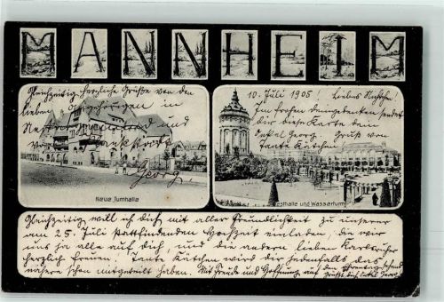 Mannheim 1905 Neue Turnhalle Festhalle Wasserturm