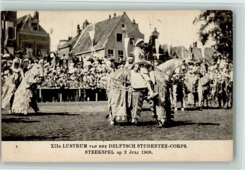 1908 Nr. 12 Nr. 3 Lustrum Delftsch Studentencorps 1908 - Steekspel AK