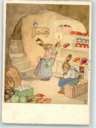 Ostern Hasen vermenschlicht Ostereier lagern Verlag Josef Müller Nr. 4825 Bohatta-Morpurgo, I.