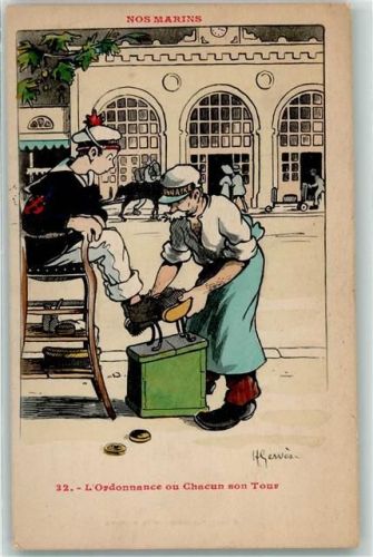 Nos Marins Nr 32 L'Ordonnance ou Chacun son Tour sign Schuhputzer Matrose