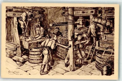 Im Kelterhaus sign. Strieffler Serie Pfälzerwein Nr. 175 Verlag Pfälzerwald-Verein