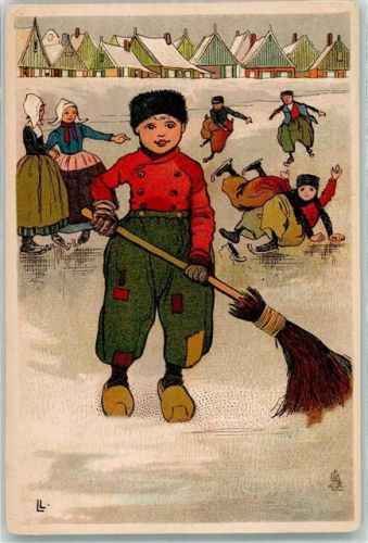Little Hollander Serie 1380 Lithographie Schlittschuh sign. LL