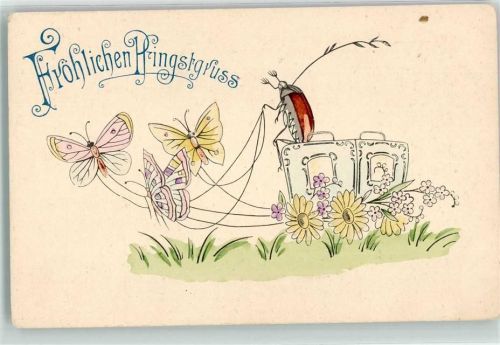 1903 vermenschlicht als Kutscher mit Schmetterlinge Pfingsten